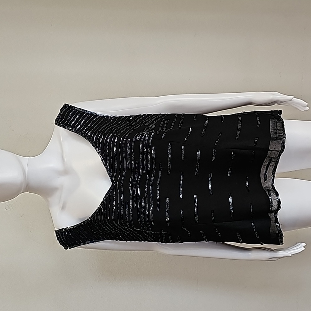 Marina Black 100% Silk Sequin  Seelves top Size XL fully lined